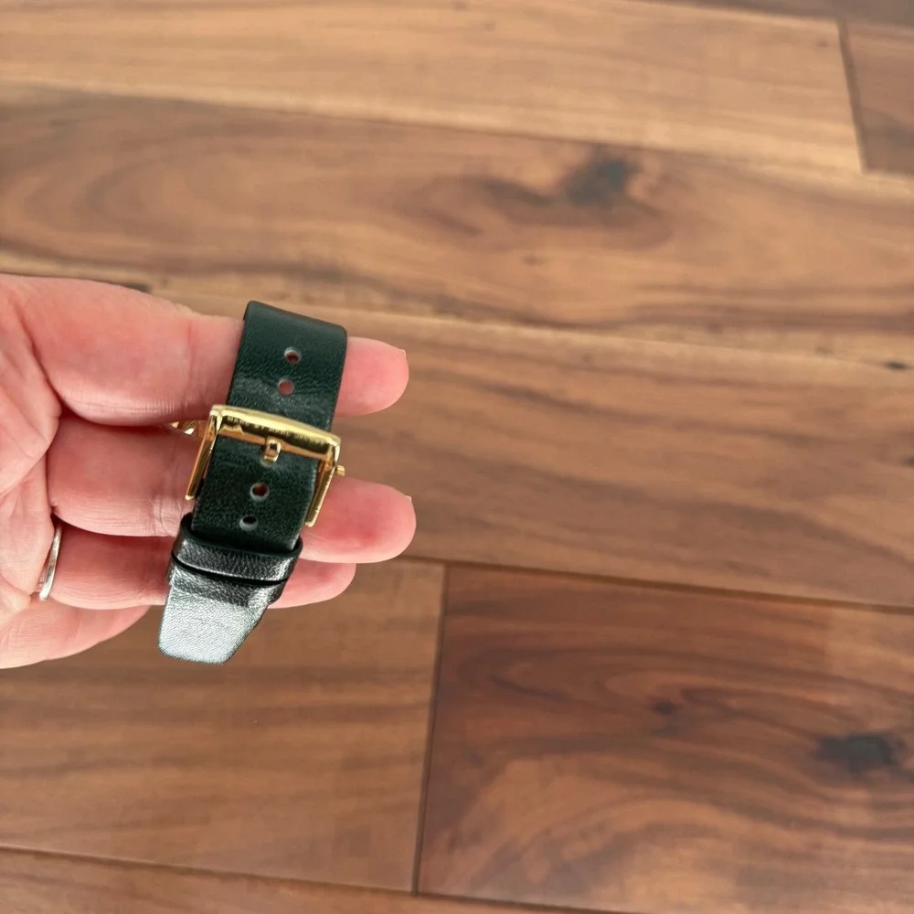 Marc by‎ Marc Jacobs Gold Tone Green Leather Band Watch Black Face